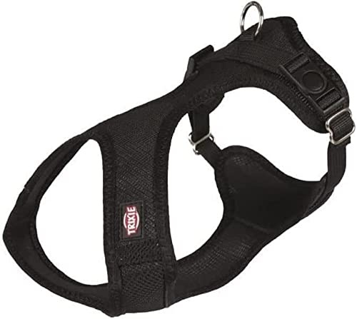 TRIXIE Comfort Soft Hundegeschirr Gr. XXS–XS, 28–40 cm/15 mm – schwarz | Weich gepolstert mit stufenlos verstellbarem Bauchgurt – sportlicher Komfort zum Joggen für sehr kleine Hunde