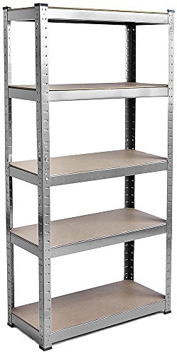 Home Vida 5 Tier Galvanised Heavy Duty Adjustable Steel Garage Shelving Unit (H) 1800mm (W) 900mm - 875kg Weight Capacity