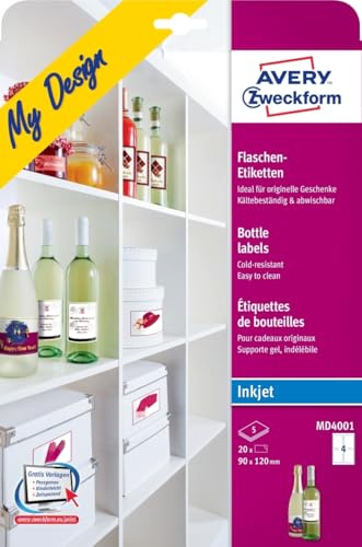 Avery Zweckform Flaschen-Etiketten InkJet 90x120mm VE=20 Stück