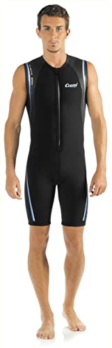 Cressi Termico Man Wetsuit 2 mm - Shorty Neoprenanzug aus hochelastischem Neopren für Herren, Schwarz/Blau, M/3