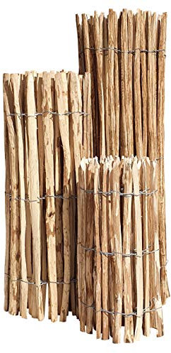 Recinzione a bastoncini, nocciola, 80 x 500 cm (distanza tra le doghe 7 – 9 cm) – Stecca per recinzioni da giardino, castagno