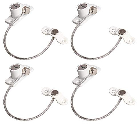 Kinstecks ​​Fenster Restrictor Locks 4PCS Fenster Tür Kabel Kind Baby Sicherheit Sicherheitsdraht Fangen mit Schrauben Schlüssel für Wohnungen Wohnheim Krankenhäuser Schulen