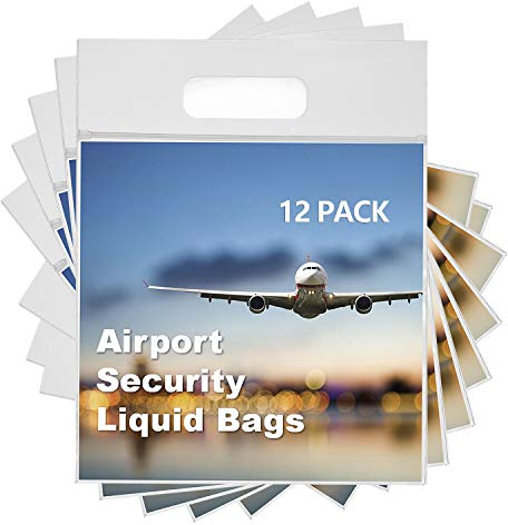 MOCOCITO 12pcs Airport Security Liquid Bags - 20cm x 20cm Clear Travel Toiletries Approved by EU & UK Hand Luggage Regulations