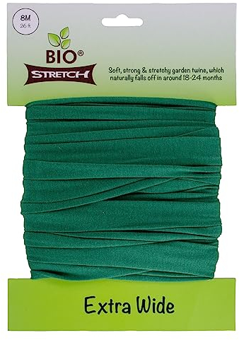 Biostretch Fascette da Giardino Extra Larghe e Morbide – Supporto Robusto ed Elastico per Piante Grandi e Alberi Giovani – Filo da Giardino Tagliabile per Uso Domestico e Professionale (8m / Verde)