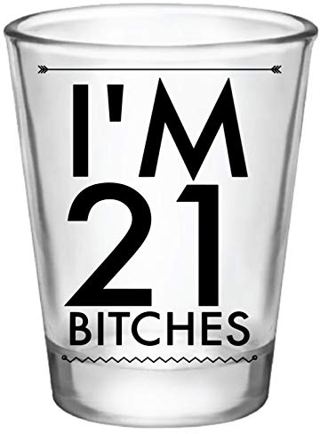 Im 21-21st Birthday Shot Glass-Black Tribal Design