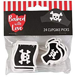 Baked With Love Piraten-Cupcake-Picks, Piraten-Kuchendekorationen, Kuchendekorationen – 24 Stück