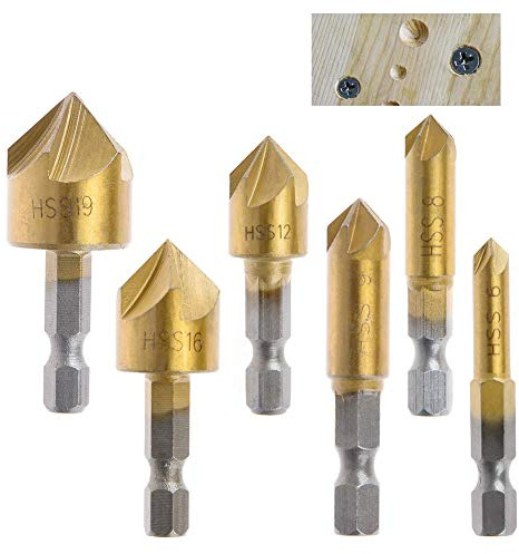 90 Grad Kegelsenker Set Countersink 6 Tlg 5 Flöte Kegelsenker Senker Bits Hss Senker Versenkbohrer 6 Kanntschaft Senker Entgrater Set