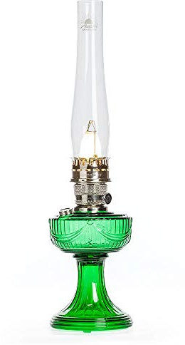Aladdin Lincoln Drape Oil Lamp - Traditional Classic Indoor Oil or Kerosene Fuel Lamp, Bright White Light, Glass with Nickel Trim, Emerald Green