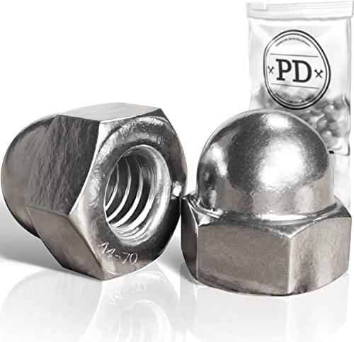 PD® Dadi cappuccio M10 (DIN 1587) | Dado a cappuccio in acciaio inox A4 V4A | Dadi calotta di protezione in forma elevata per viti, barre filettate e bulloni filettati | 5 pezzi
