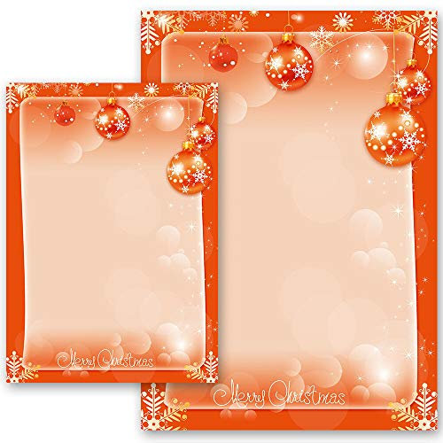 50 Blatt Briefpapier Weihnachten MERRY CHRISTMAS - DIN A5 Format - Paper-Media
