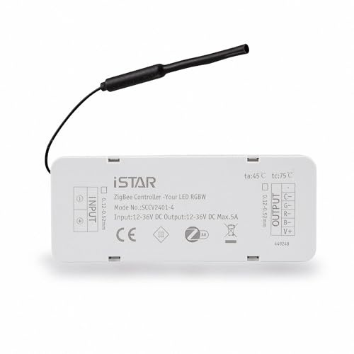 Zigbee LED-Strip-Controller/LED-Dimmer mehrfarbig (RGBW-Controller) 12-36V, DC bis 5A