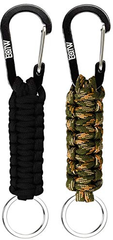 EOTW Paracord Schlüsselanhänger Karabiner Karabinerhaken D Ring Schlüsselband Schlüsselring für Motorrad Auto Camping Wandern Männer Frau Kinder (1 Schwarz & 1 Oliventarn)