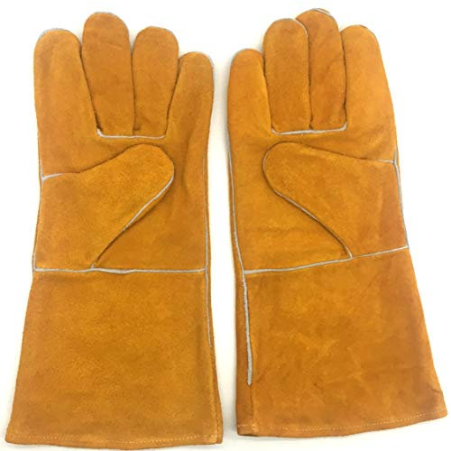 Grigliare Guanti - Resistente & Wear resistente al calore - for TIG/MIG saldatori/Camino/barbecue/Giardinaggio/Saldatura/Stufa (14-inch, ORO) PANFU-DY (Color : Gold, Size : L)