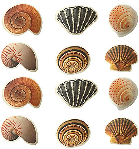 YUTOU Anti Rutsch Sticker für Badewanne 12 Stück Anti Rutsch Pads Sticker Aufkleber Meerestiere für Badewanne Badezimmer Pool Treppe und Kinderzimmer（Conch）