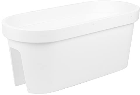 URBNLIVING Large Oval Garden Flower Bridge Hanging Plant Pot Balcony Fence Railing (White)