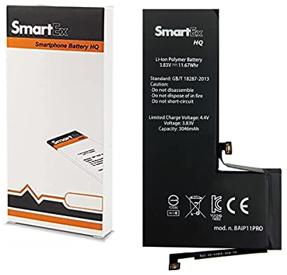 Smartex® Li-Ion Ersatz Akku/Batterie kompatibel mit iPhone 11 Pro | 3046 mAh | Akku ohne Ladezyklen | 24 Monate Garantie