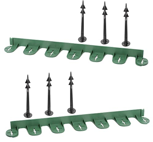 GardenPlast® PalisGarden Rasenkante – Flexible UV-beständig Wetterfest Raseneinfassung Beeteinfassung Beetumrandung Mähkante (7,2m + 30 Stück Erdanker, Grün)