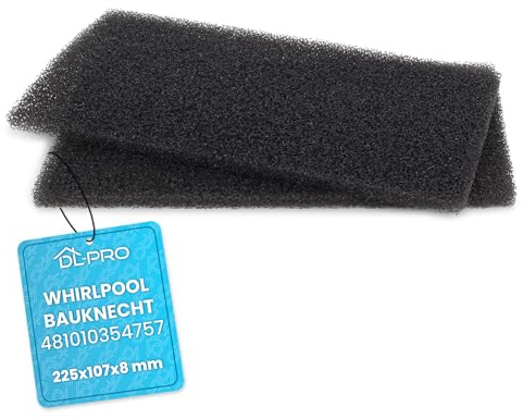 DL-pro 2 x Schaumfilter 225x107x8mm für Whirlpool Bauknecht 481010354757 Sockelfilter Schwammfilter Filter Filterschaum Filterschwamm an Wärmetauscher Trockner Wäschetrockner Waschtrockner