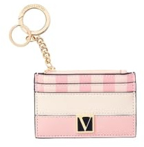 Victoria's Secret The Victoria Card Case Key Chain, Pink Iconic Stripe