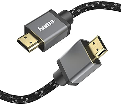 Hama Premium HDMI Kabel 5 Meter Ultra High Speed (Exzellentes Monitorkabel 4K / 8K, 48 Gbit/s, UHD Bildschirmkabel eARC, Ethernet, HDR, Aramidfaser Kabelmantel, HDMI 2.1 Kabel 120 Hz/60 Hz) 5m