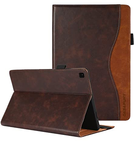 CASAFUNY Hülle für Samsung Galaxy Tab A7 10,4 Zoll 2022/2020, Premium PU Leder Schutzhülle Book Cover mit Standfunktion Dokumentschlitze für SM-T500/SM-T503/SM-T505/SM-T507, Braun