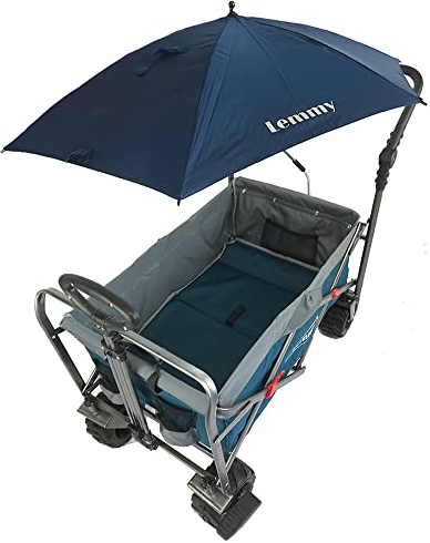 Bollerwagen faltbar Lemmy LMY100, GS geprüft, klappbar, Vorderrad-Bremse, PU Reifen… (Set 2, Blau+Grau)
