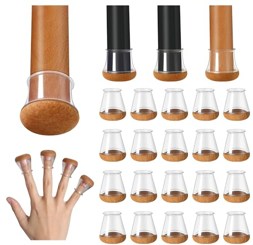 20 Stück Stuhlbeinkappen Rund Silikon Schutzkappen für Stuhlbeine, Filzgleiter für Holzböden, Laminat und Fliesenböden, Transparent Klein Stuhlbeinschoner Bodenschutz Durchmesser 14-20mm
