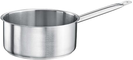 TOMGAST Stieltopf Durchmesser: 16 cm Höhe: 7,5 cm Fassungsvermögen: 1,3 l | Edelstahl 18/10 | Wandstärke 1 mm bis 1,2 mm | ausgekleideter Alustahlboden | Induktion