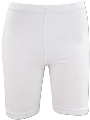 L S U Girls Kids Cycling Shorts Unisex Boys Girls Plain Sports Dance School P.E Gym Stretchable Breathable Summer Shorts (5-6 Years, White)
