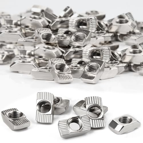 SWTYExt Lot de 120 écrous à tête de marteau - 8 mm - Rainure 8 mm - Filetage M6 - En aluminium 3030 - Profil en T - Écrous à rainure en acier au carbone - Pour profilé en aluminium, fente d'extrusion,