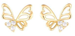 Epinki Gold 9 Karat Ohrstecker Echt Gold Schmuck, Hohl Schmetterling Ohrringe Damen mit Moissanit, Au 750 Ohrringe Jugendstil