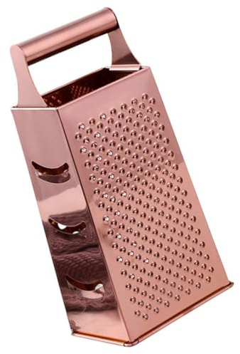 Amosfun Rallador de Caja de Acero Inoxidable Rebanador de Verduras de 4 Lados Trituradora de Alimentos Rallador de Especias de Queso de Mano para Verduras Chocolate Oro Rosa