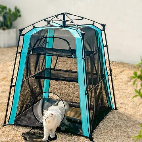 lyxamjrzyp Reise-katzenzelt, Katzengehege Outdoor Für Draußen, 3-stöckiger Katzenkäfig Für Den Innenbereich, Faltbar Und Leicht Zu Reinigen
