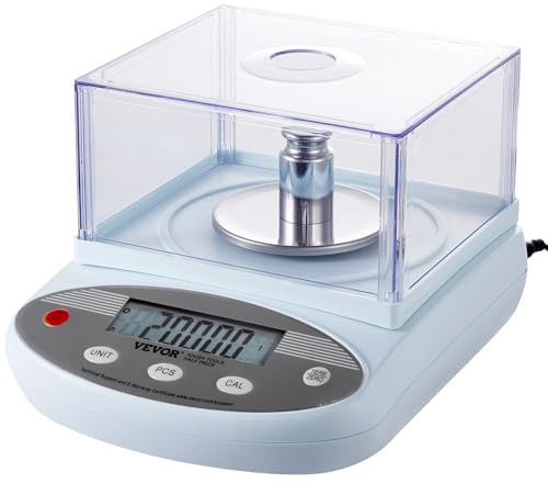 VEVOR Balance Analytique Numérique 500 g x 0,001 g, Balance de Laboratoire de Haute Précision avec 13 Unités de Conversion, Balance Électronique de Laboratoire Scientifique, Affichage LCD, pour Bijoux