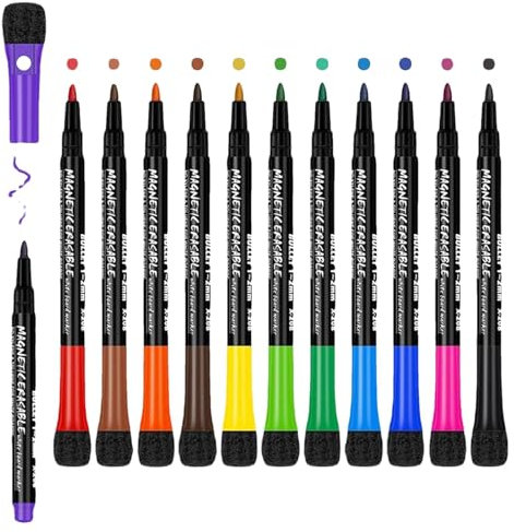 Magnetische Whiteboard-Marker, trocken abwischbare Marker mit Magnet, feine Spitze, geruchsarme Whiteboard-Marker, magnetische trocken abwischbare Stifte, Whiteboard-Marker-Set, Schulbedarf-Marker