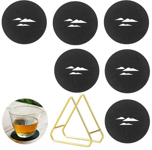 6er Set Filzuntersetzer Rund für Gläser mit Halte, 9.6 cm Untersetzer Gläser Filzuntersetzer, Glasuntersetzer Filz Untersetzer in Dunkelgrau für Getränke Bar Tassen Tischuntersetzer Glas