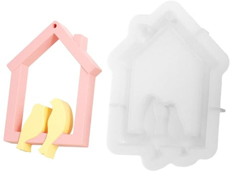 Molde con forma de casa | Molde de silicona para decoración de pared de casa de pájaros, moldes de fundición de resina, moldes para hacer adornos, suministros de manualidades, molde de yeso