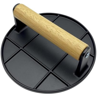 Burger Smasher | 6.3 Inch Cast Iron Grill Press | Burger Smasher for Griddle, Hamburger Press for Meat Bacon Sandwich for Home Kitchen Camping BBQ