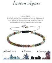 LOCCY Echtes Naturstein Armband Damen, 4mm Verstellbare Natursteinarmband Perlenarmband Yoga Armband für Fraun Mädchen für Muttertag Geburtstag Valentinstag Weihnachten Geschenke