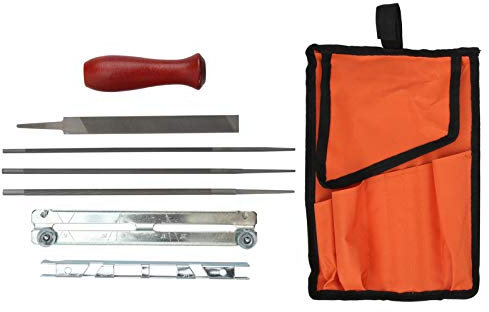 KLFEXVP Il Kit for affilare Le motoseghe da 8 Pezzi Include 3 Lime Rotonde, 1 Porta Lime, 1 Manico for Lime, 1 Lima Rettangolare, 1 Binario for affilare la Lima for Lame for seghe a Catena.