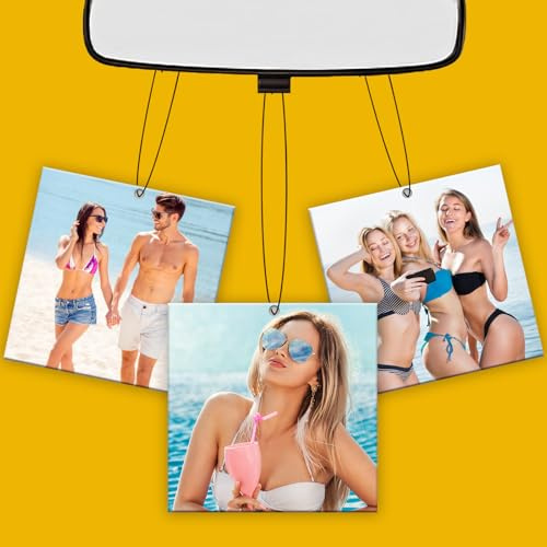 Auto Duft Personalisiert, Lufterfrische Personalisiert mit Foto/Text/Logo, Doppelseitiger Druck, Personalisierte Duft Auto für Auto Deko, Zuhause, Geschenk, Familie (1 Pcs-Quadrat)