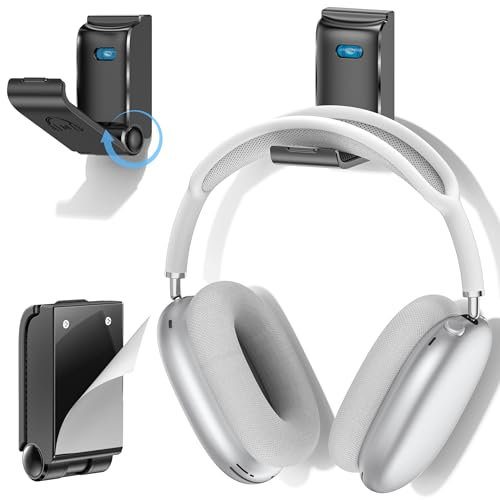 Porta Cuffie Gaming da Gioco, Supporto Cuffie Gaming Universale Pieghevole, Stand Cuffie Muro Autoadesivo, Supporto Auricolari a Muro Adatto a Tutte le Dimensioni delle Auricolari, 1 Pezzo, Nero