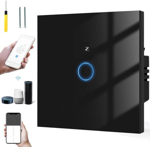 Acmerota Interruptor Remoto Inalámbrico Interruptor de pared inteligente requiere pasarela zigbee (tiene cableado neutro+sin neutro) de luz de control remoto funciona con Alexa&Google