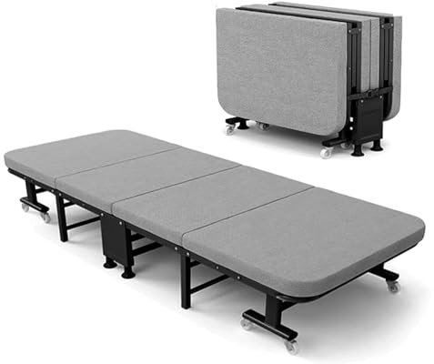 MBBTAG Feldbett mit Matratze GäStebett Klappbar mit Universalrad Campingbett Klappbar 6 Stufen Einstellbar Feldbett Klappbar mit Matratze Als GäSte Still- Oder Begleiterbett Nutzbar(190x90x30cm)