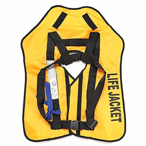 SMTSEC Giubbotto di Salvataggio Automatico Gonfiabile, Giubbotto Salvagente Giubbotti di Salvataggio Adulti, Maglia di Nuotata Giubbotto Galleggiante per Kayak Pesca Sport Acquatici,Yellow-One Size