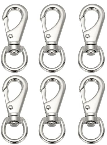 PATIKIL 6Pcs Flag Swivel Snap Clips, 3.2 Inch Heavy Duty Alloy Flag Pole Hooks Stainless Flagpole Accessories for Rope Hardware Key Chain Leash Leather Craft, Silver Tone