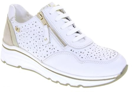 Valleverde 36061 Casual Sneaker Kvinnor Läder Vit Häl Kilklack 4 Cm Gummisula, Vit, 38 EU