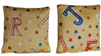 Saco semillas microondas, Tela 100% algodón, producto natural hecho a mano. Saco térmico de semillas retención de calor y frio, bolsa calor microondas. (AMARILLO LETRAS, MANOS)