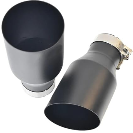 Tubi Scarico 1 PC Universale Auto Nero Opaco Marmitta Tubo Finale Acciaio Inox Tubo Scarico Punta Scarico Punta Silenziatore(60-89mm flat)