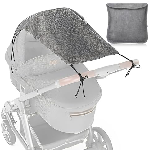 Parasol Carrito Bebé Universal UV 50+ DELUXE - Toldo Cochecito para Sillas de Paseo y Capazos - Protector con Filtro Solar Regulable para Bebés - Capota Protectora - Gris
